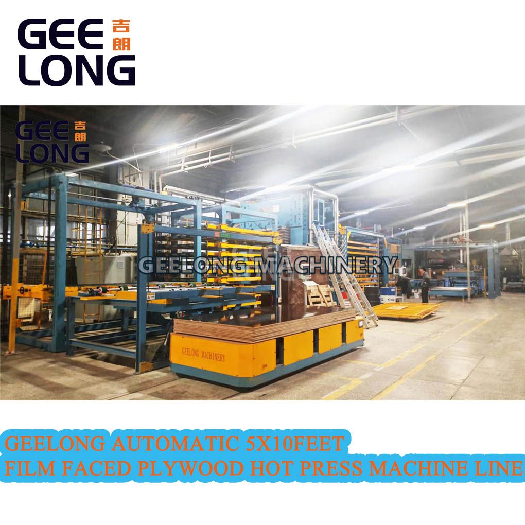 Geelong Automático 5x10feet Filme enfrentou linha de máquina de prensa quente de madeira compensada
