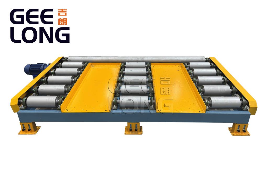 Transportador de rolos motorizado de madeira compensada